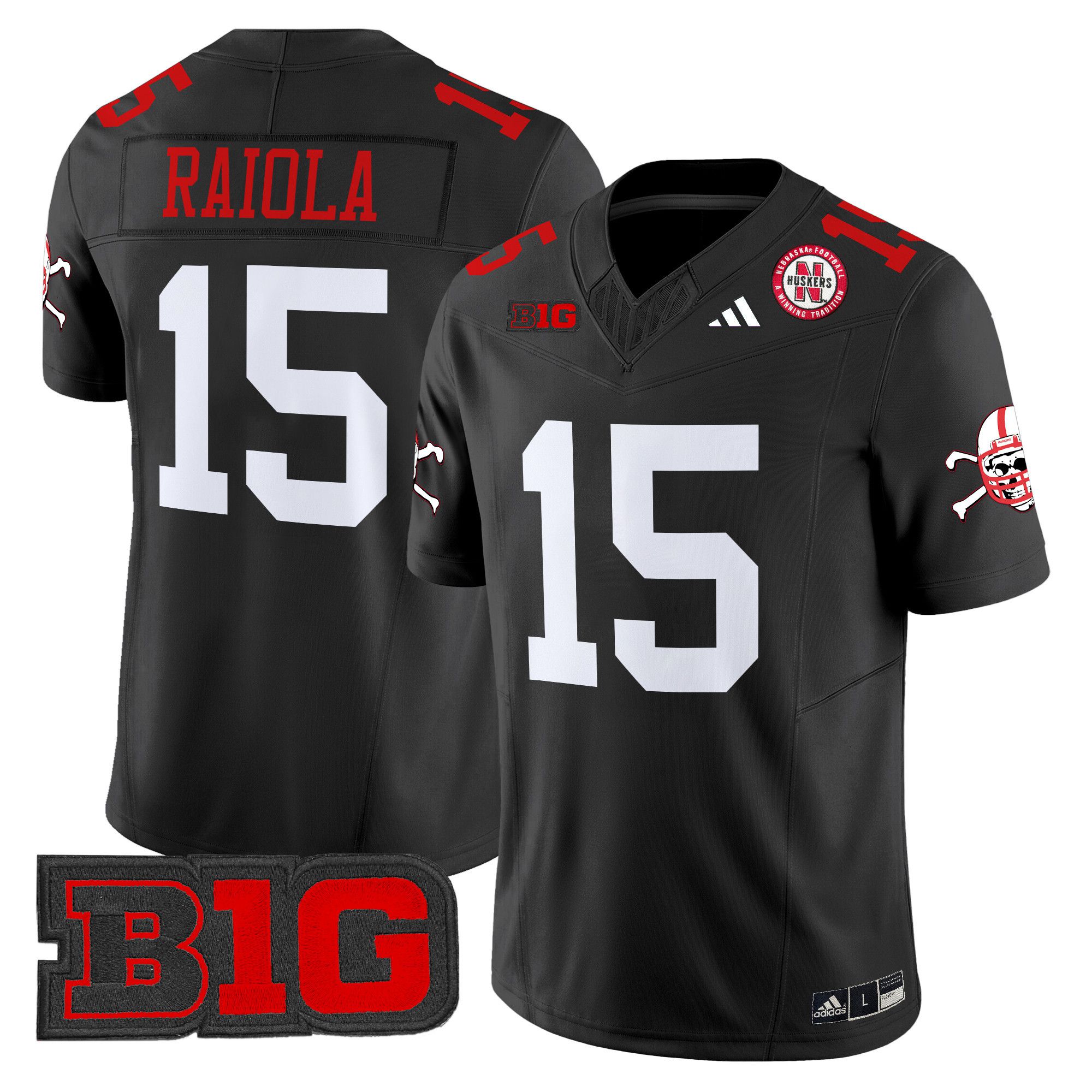 Men Nebraska Cornhuskers #15 Raiola Black 2024 Vapor Limited NCAA Jersey style 1